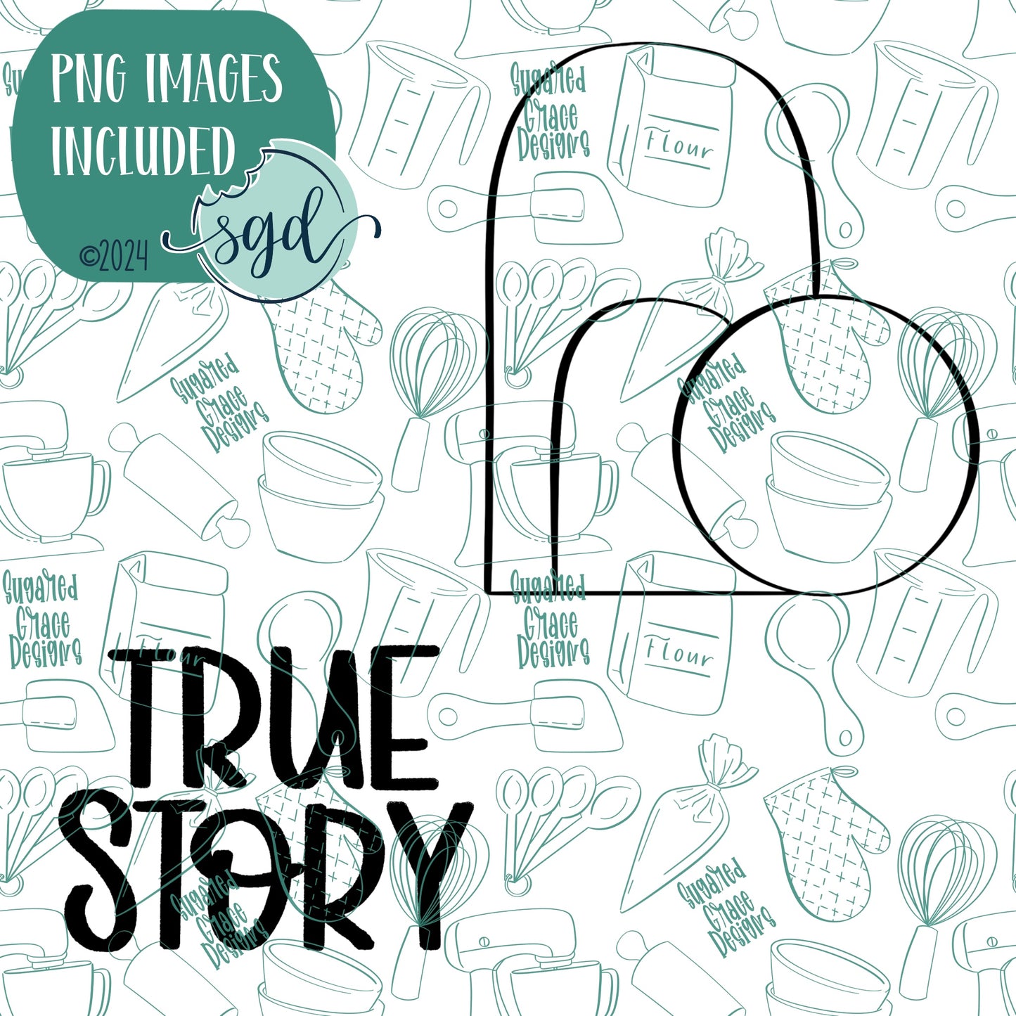 Easter True Story Plaque and Tomb Cookie Cutter Set of 2 with PNG Images to Match - Hand Drawn Graphics for Edible Ink Printers
