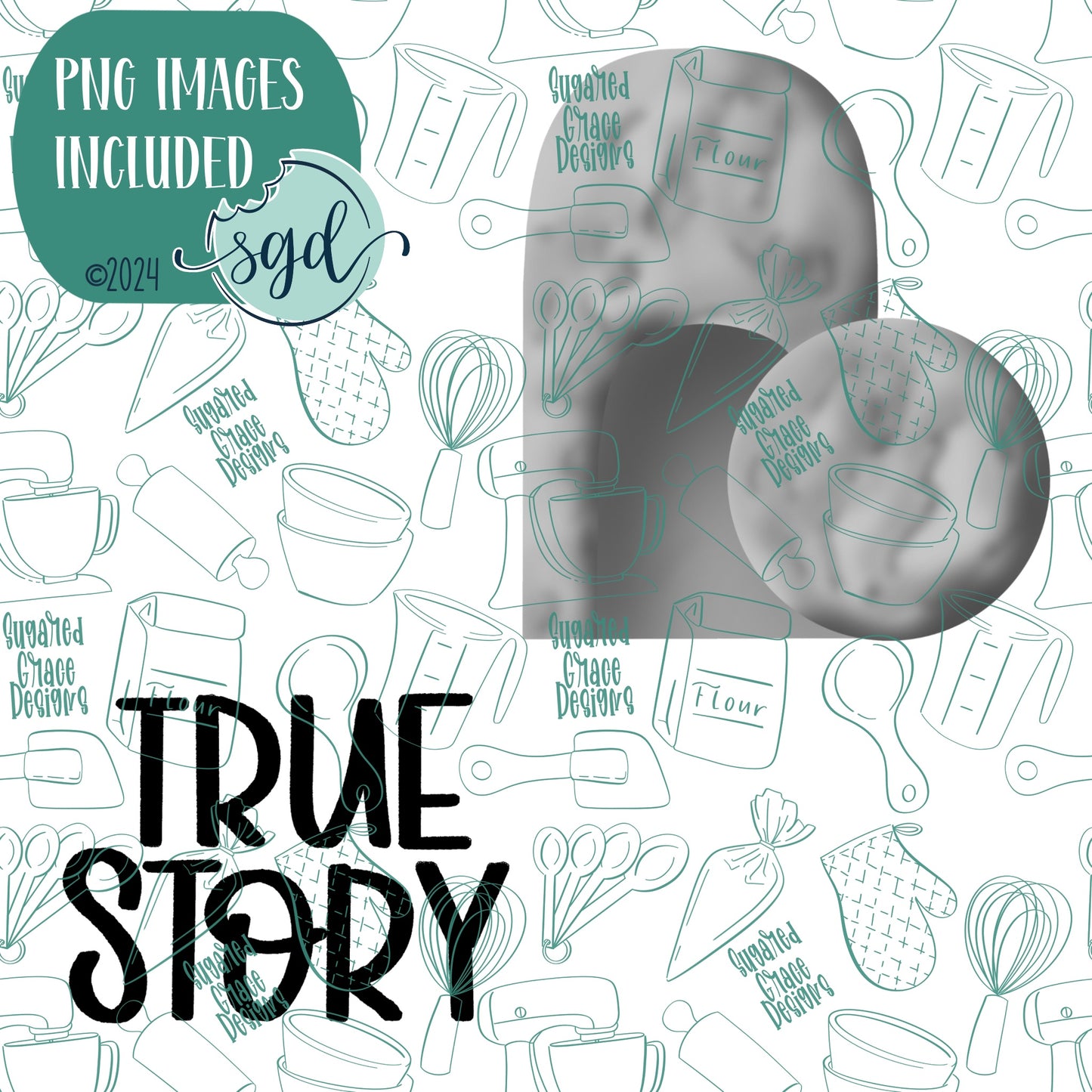 Easter True Story Plaque and Tomb Cookie Cutter Set of 2 with PNG Images to Match - Hand Drawn Graphics for Edible Ink Printers