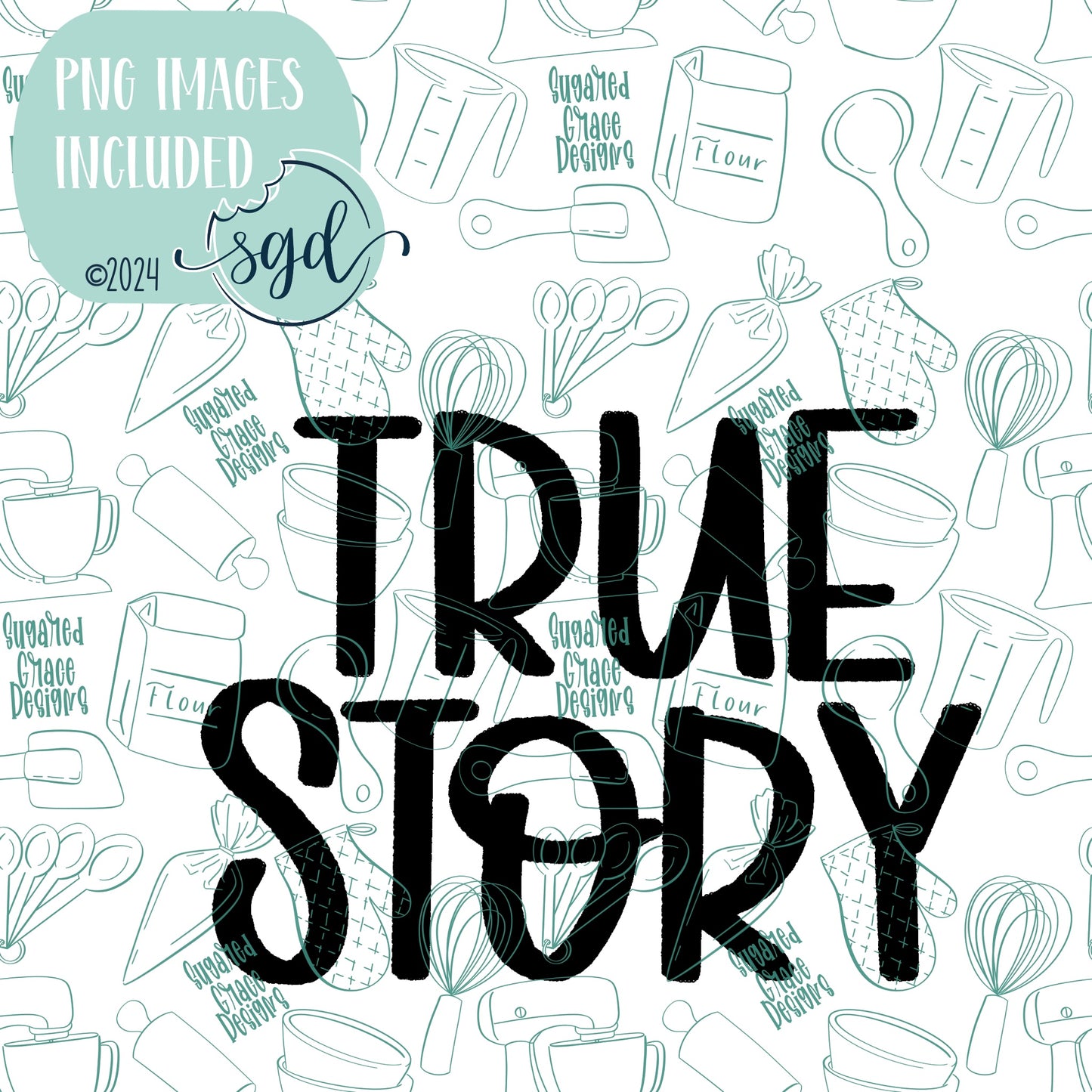 Holiday True Story Word Plaque Cookie Cutter STL File  with PNG Images to Match - For 3D Printing and Edible Ink Printers