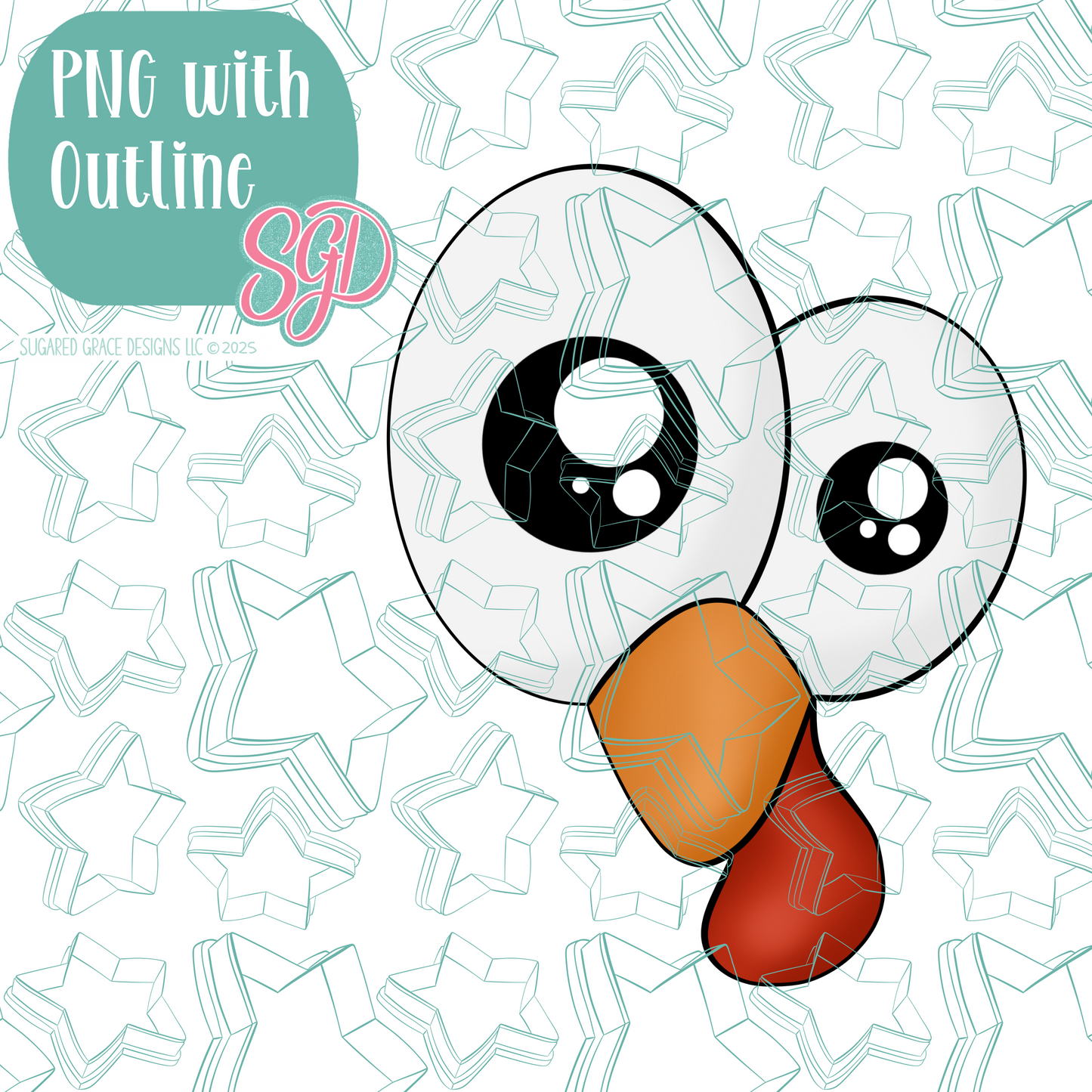 Turkey Eyes Cookie Cutter with PNG Images to Match - Hand Drawn Graphics for Edible Ink Printers