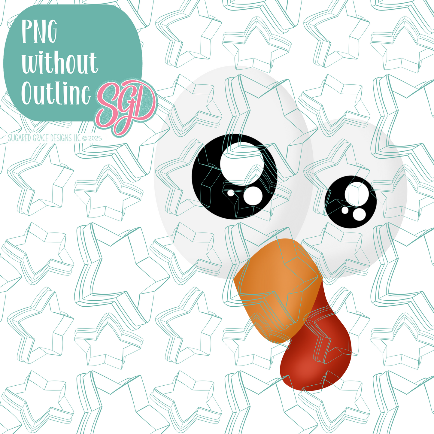 Turkey Eyes Cookie Cutter with PNG Images to Match - Hand Drawn Graphics for Edible Ink Printers
