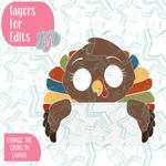 Turkey Plaque PNG Image Set for Edible Ink Printers - Hand Drawn Editable Graphics