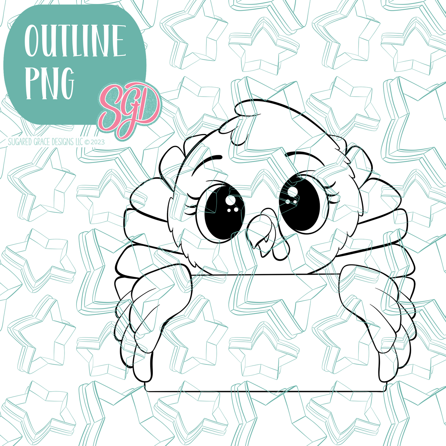 Turkey Plaque Cookie Cutter with PNG Images to Match - Hand Drawn Graphics for Edible Ink Printers