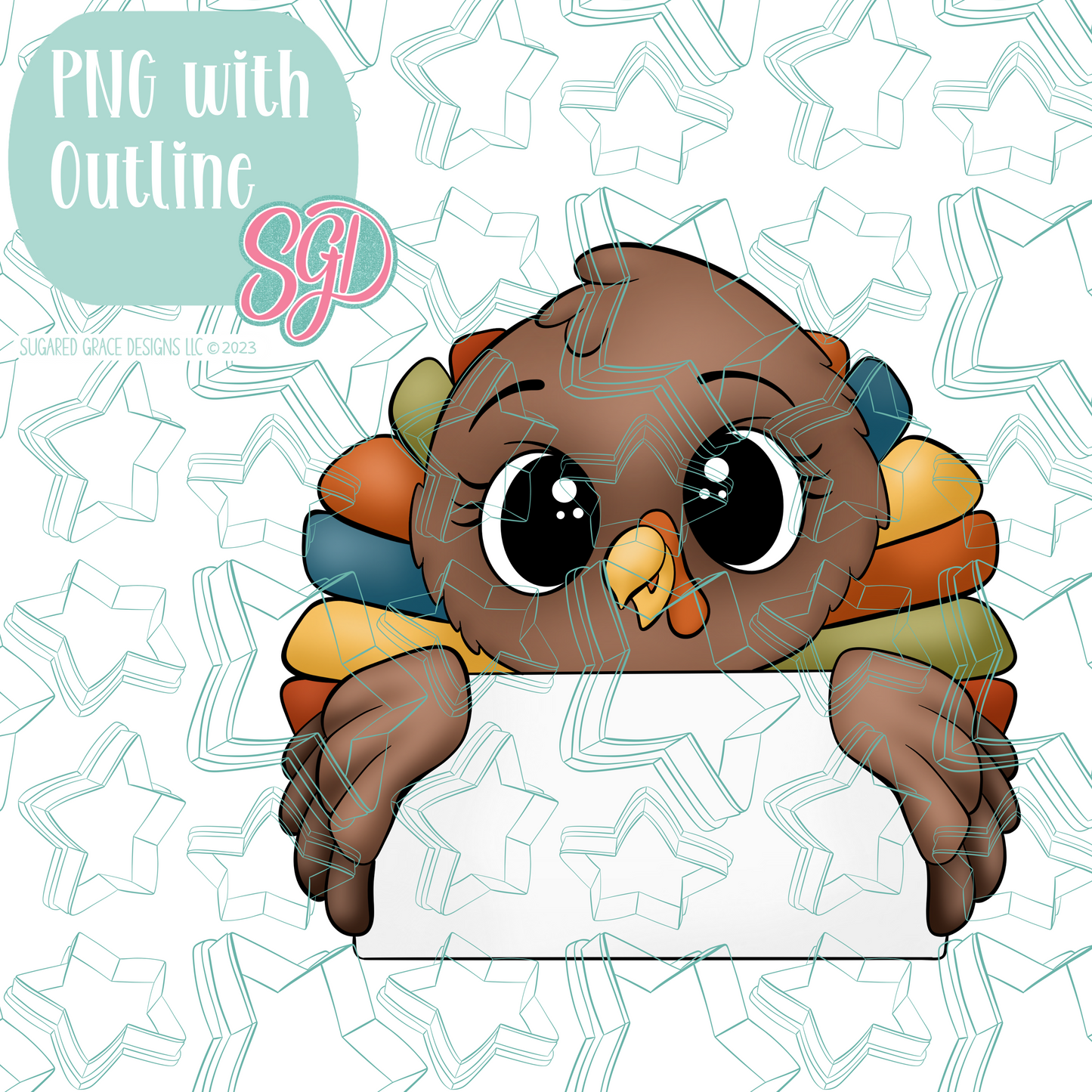 Turkey Plaque Cookie Cutter STL File with PNG Images to Match - For 3D Printing and Edible Ink Printers