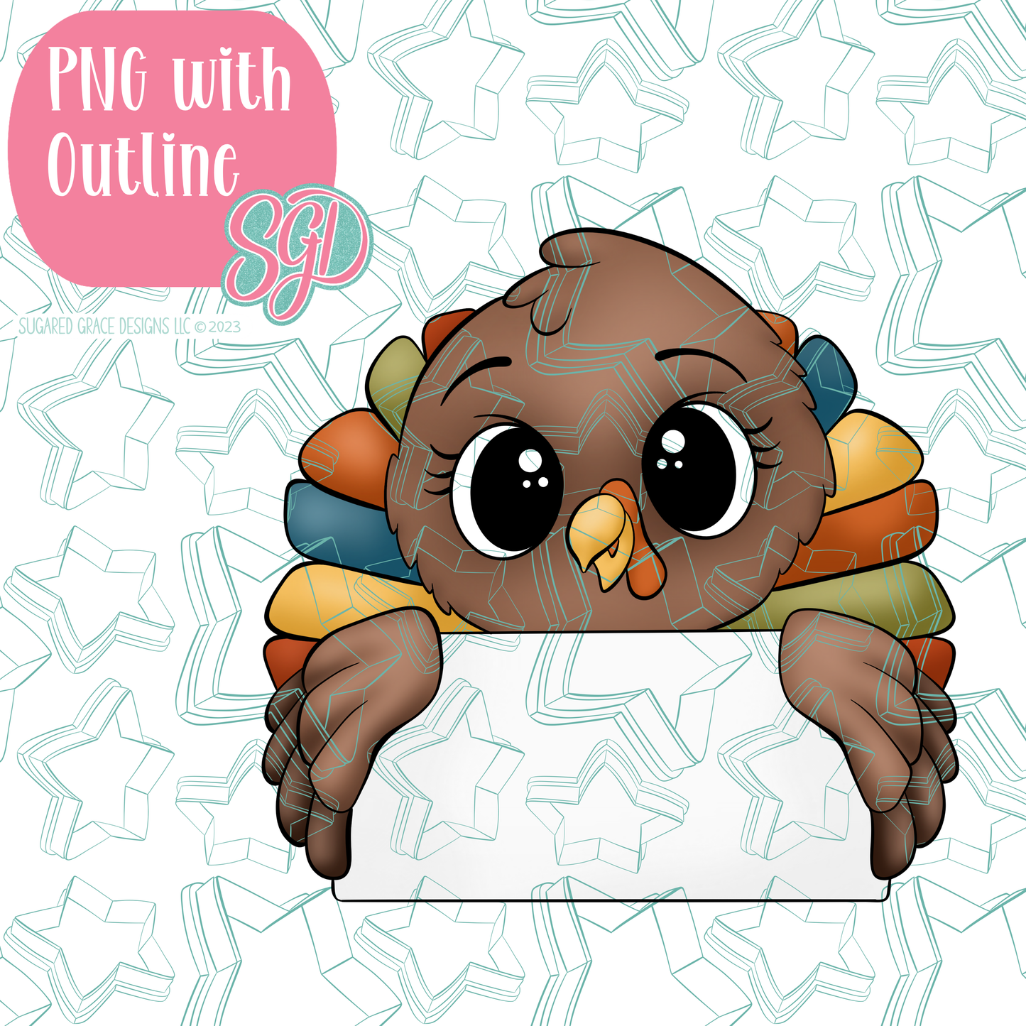 Turkey Plaque PNG Image Set for Edible Ink Printers - Hand Drawn Editable Graphics