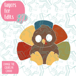 Chubby Turkey PNG Image Set for Edible Ink Printers - Hand Drawn Editable Graphics