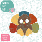 Chubby Turkey Cookie Cutter with PNG Images to Match - Hand Drawn Graphics for Edible Ink Printers