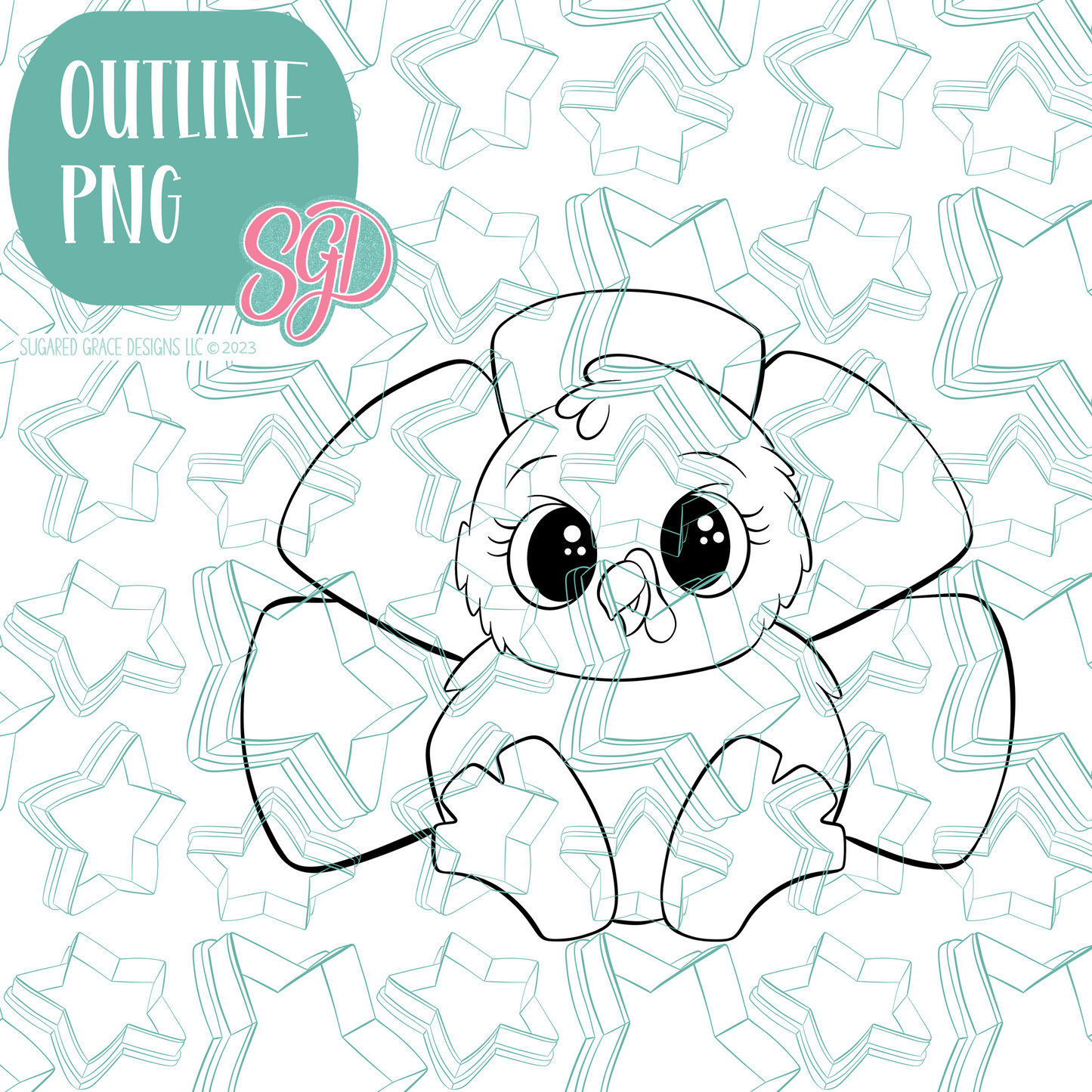 Chubby Turkey Cookie Cutter with PNG Images to Match - Hand Drawn Graphics for Edible Ink Printers