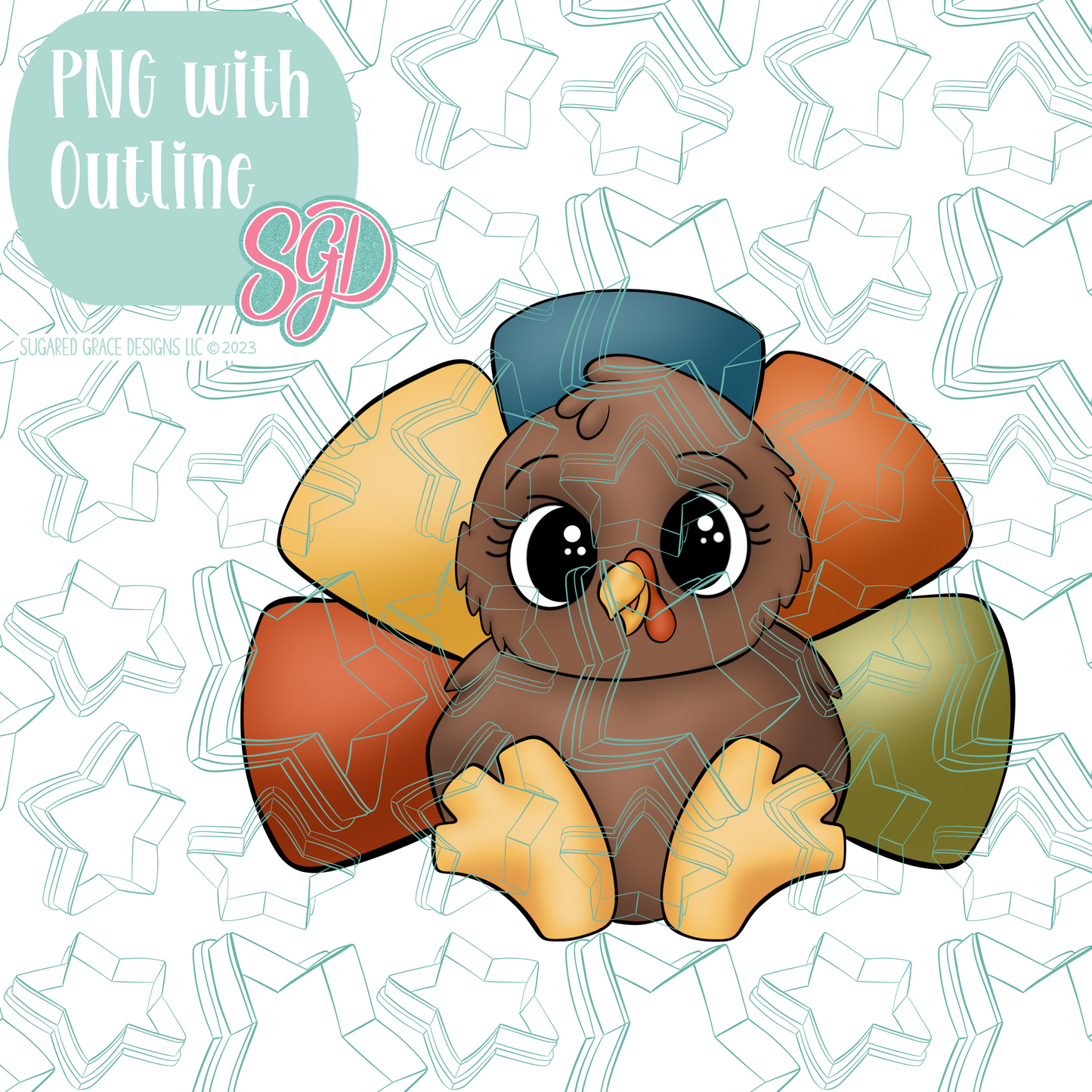 Chubby Turkey Cookie Cutter STL File with PNG Images to Match - For 3D Printing and Edible Ink Printers