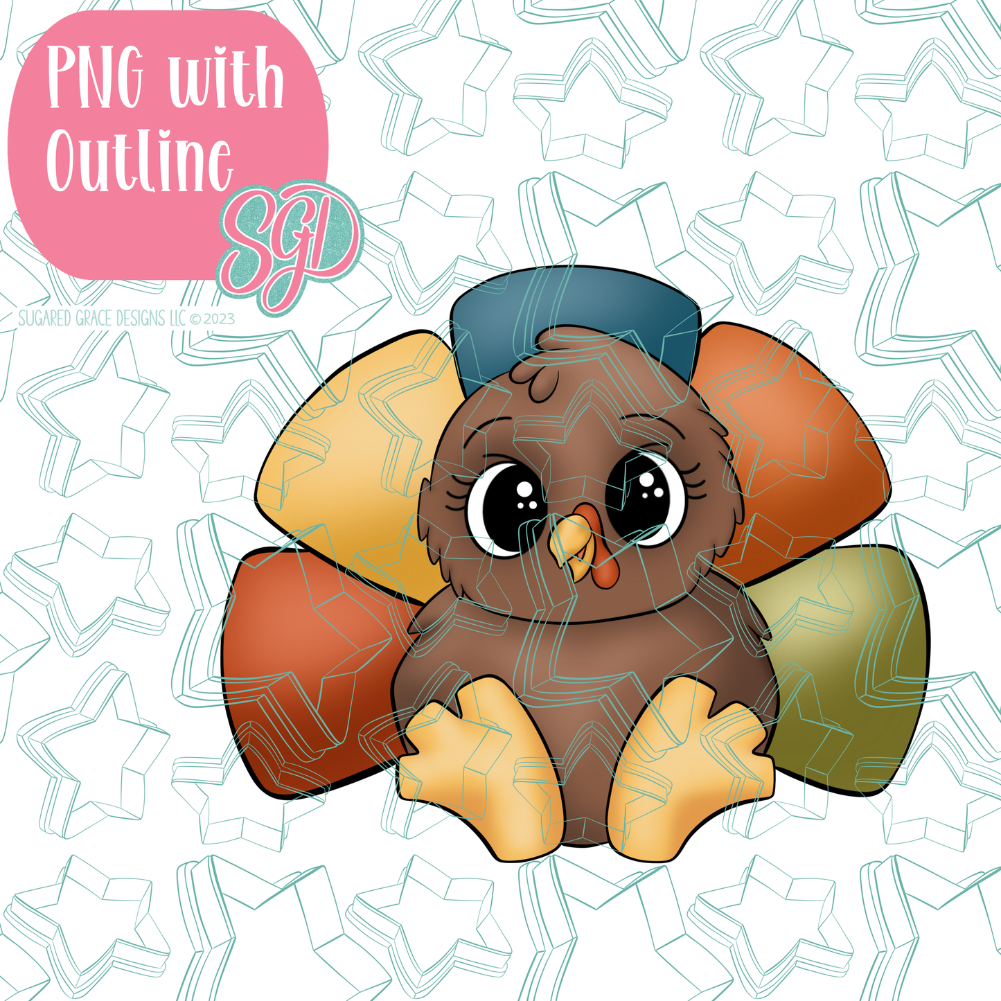 Chubby Turkey PNG Image Set for Edible Ink Printers - Hand Drawn Editable Graphics