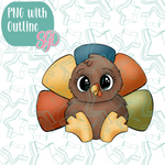 Chubby Turkey Cookie Cutter with PNG Images to Match - Hand Drawn Graphics for Edible Ink Printers