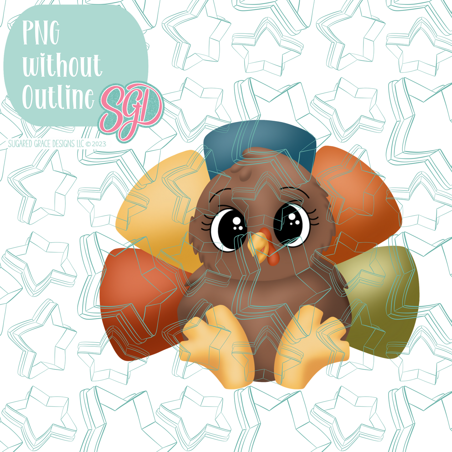 Chubby Turkey Cookie Cutter STL File with PNG Images to Match - For 3D Printing and Edible Ink Printers