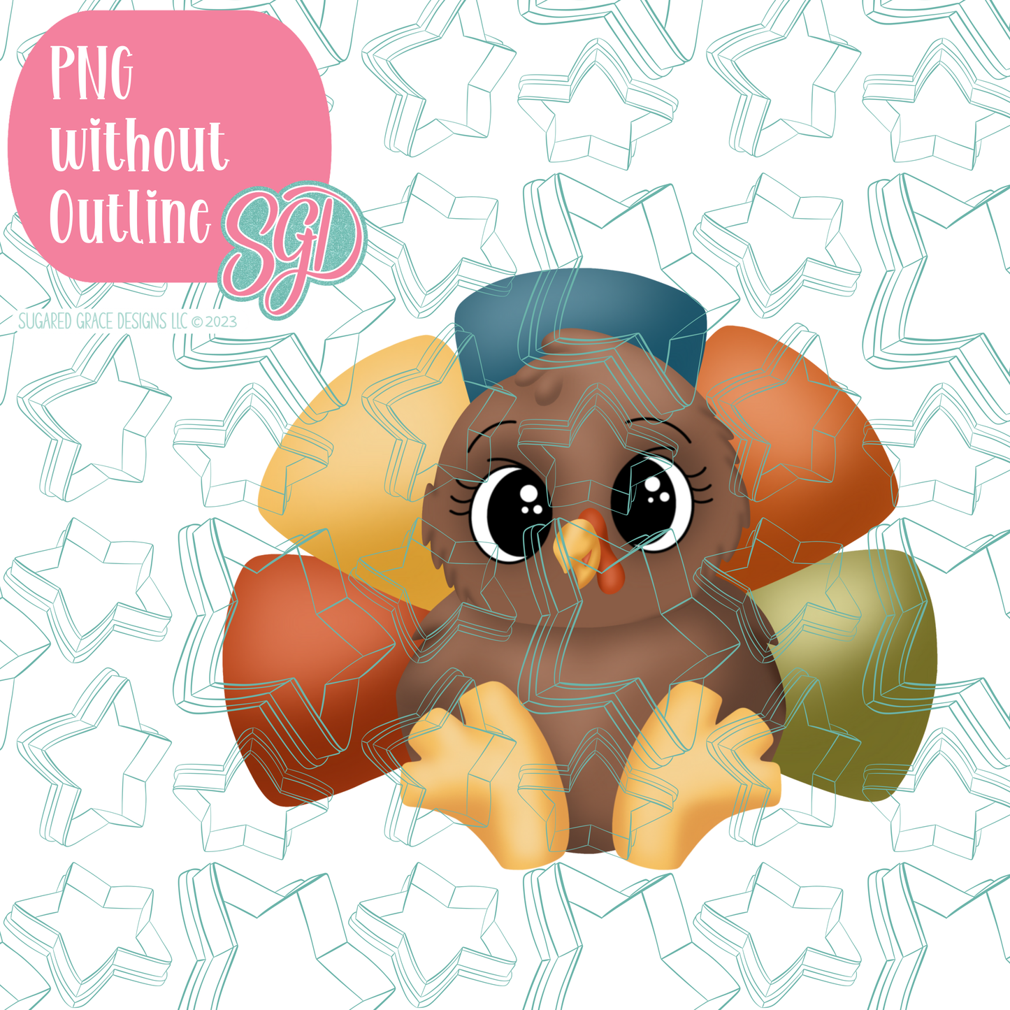 Chubby Turkey PNG Image Set for Edible Ink Printers - Hand Drawn Editable Graphics