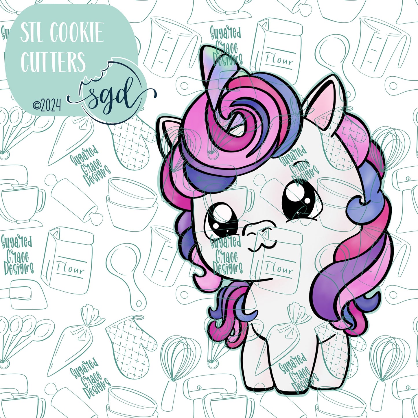 Magical Unicorn Cookie Cutter STL File  with PNG Images to Match - For 3D Printing and Edible Ink Printers