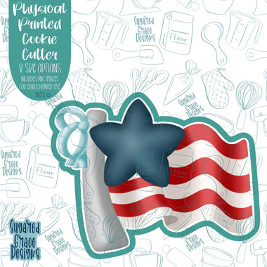 Independence Day USA Flag Cookie Cutter with Matching Printable PNG Images for Edible Ink Printers Including Eddie