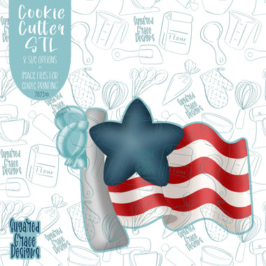 4th of July USA American Flag Cookie Cutter STL Files for 3D Printing with Matching Printable PNG Images for Edible Ink Printers Including Eddie