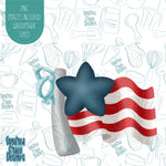 Independence Day USA Flag Cookie Cutter with Matching Printable PNG Images for Edible Ink Printers Including Eddie