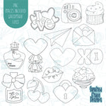 Valentines Day Mini Advent Cookie Cutter Set of 14 with PNG Images for Edible Printers Including Eddie