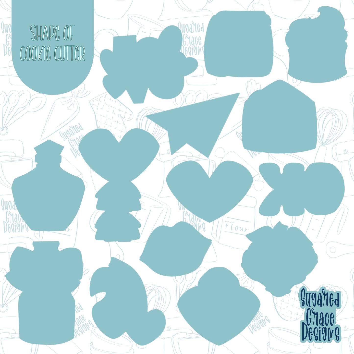 Valentines Day Mini Advent Cookie Cutter STL Set of 14 with PNG Images for Edible Printers Including Eddie