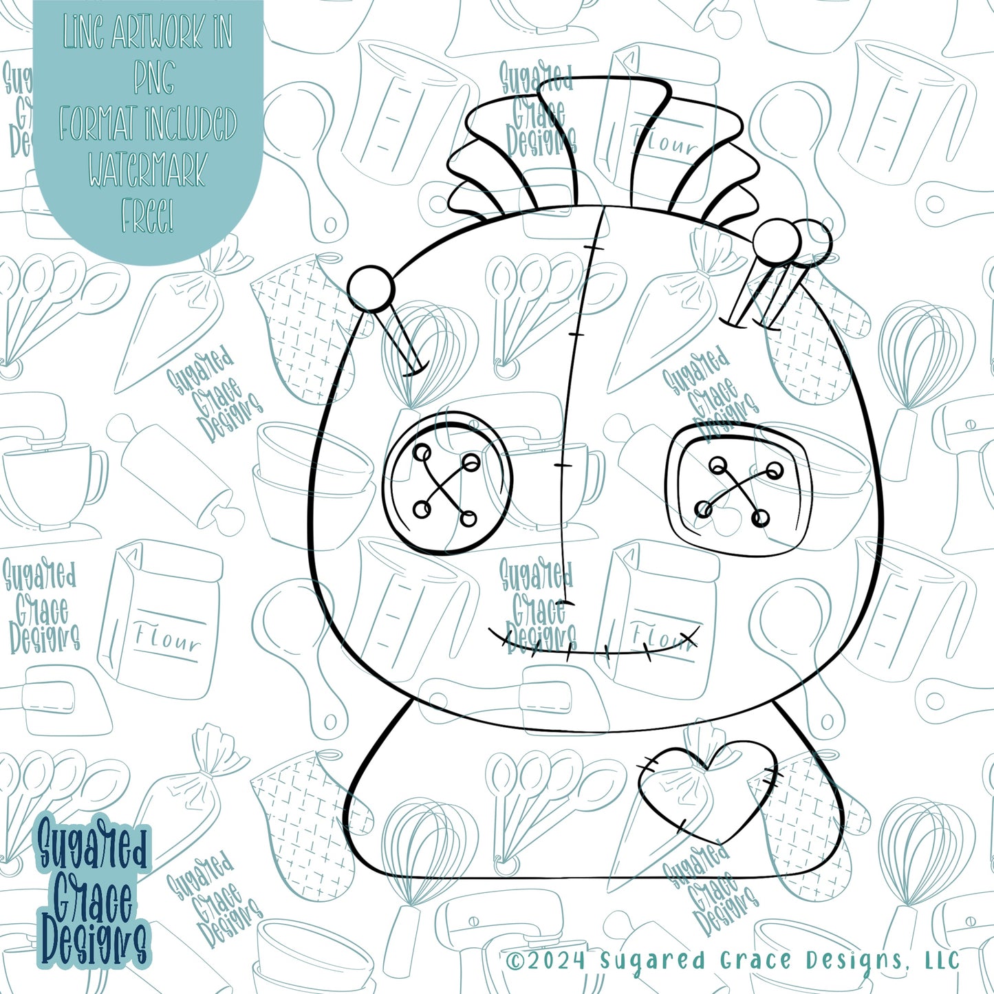 Voodoo Rag Doll Cookie Cutter STL Files for 3D Printing with Matching Printable PNG Images for Edible Ink Printers Including Eddie