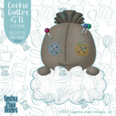 Voodoo Rag Doll Plaque Cookie Cutter STL Files for 3D Printing with Matching Printable PNG Images for Edible Ink Printers Including Eddie