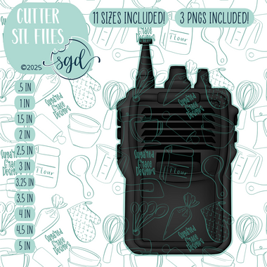 Walkie Talkie Cookie Cutter STL File with PNG Images to Match - For 3D Printing and Edible Ink Printers