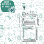 Walkie Talkie Cookie Cutter with PNG Images to Match - Hand Drawn Graphics for Edible Ink Printers