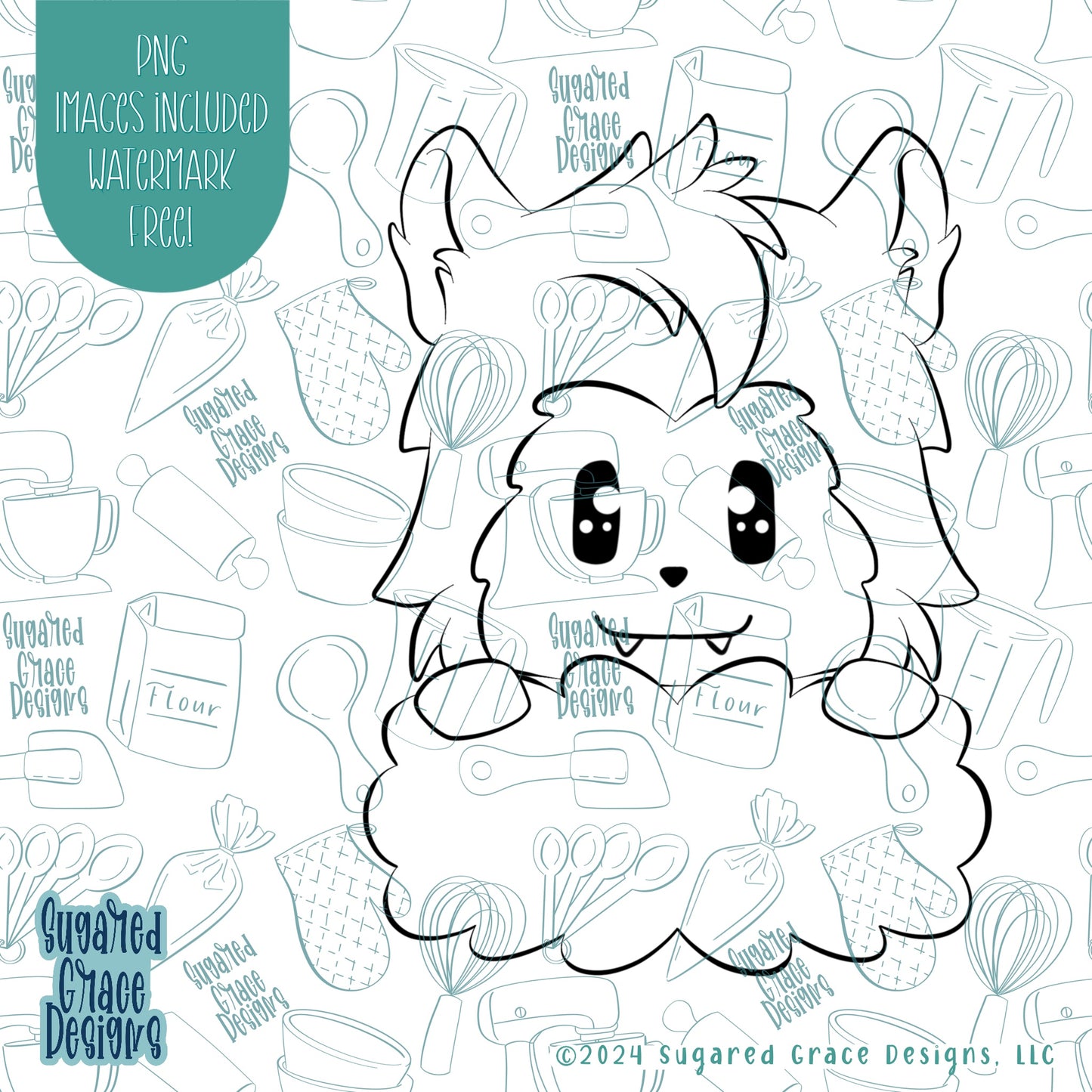 Werewolf Cooke Cutter with Matching Printable PNG Images for Edible Ink Printers Including Eddie