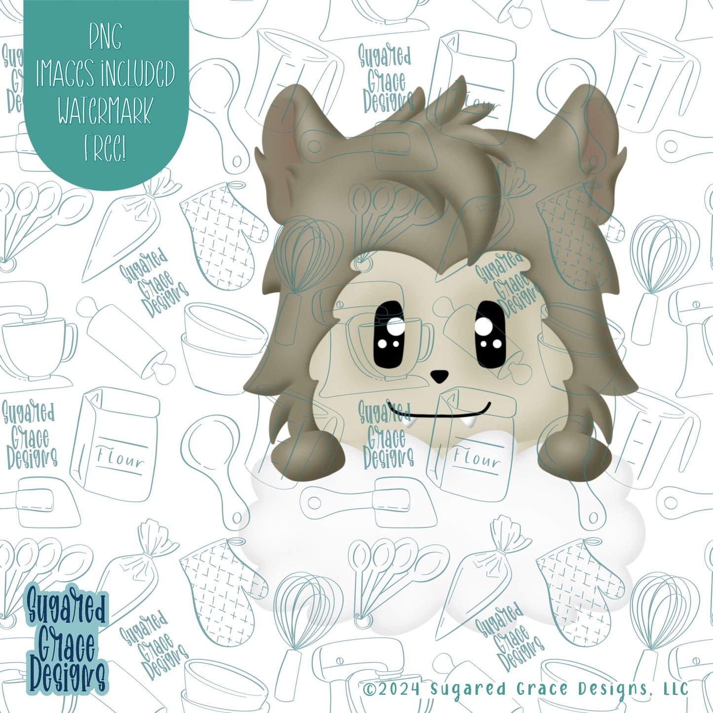 Werewolf Cooke Cutter with Matching Printable PNG Images for Edible Ink Printers Including Eddie