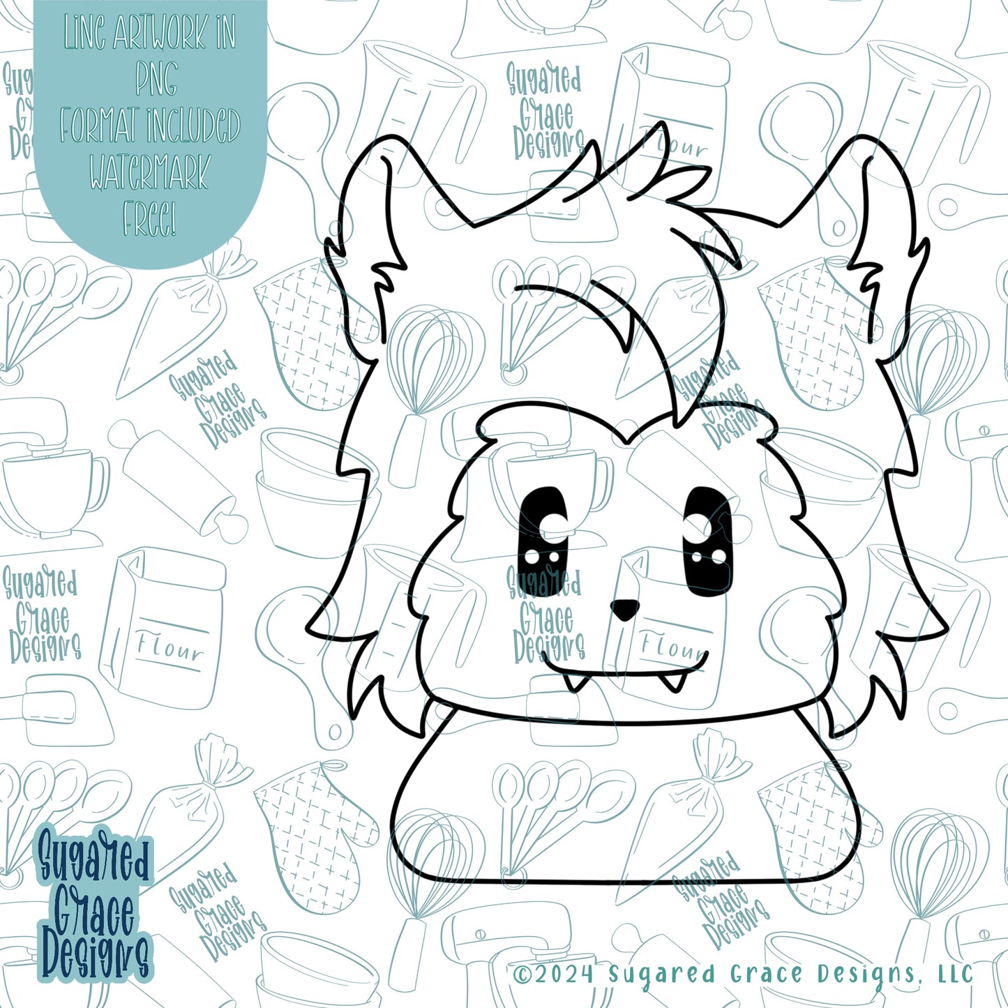 Werewolf Cookie Cutter STL Files for 3D Printing with Matching Printable PNG Images for Edible Ink Printers Including Eddie
