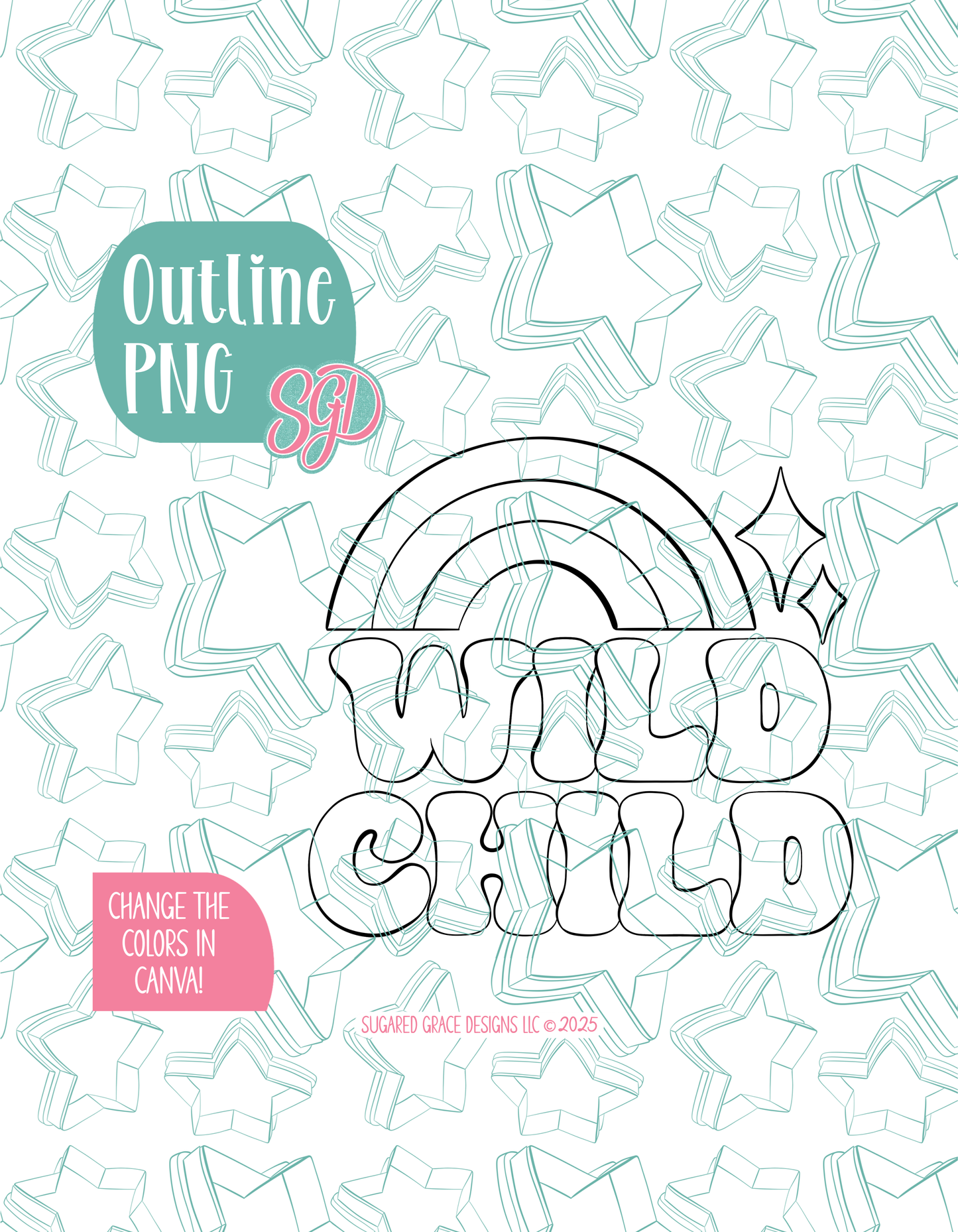 Wild Child Plaque Cookie Cutter with matching PNG