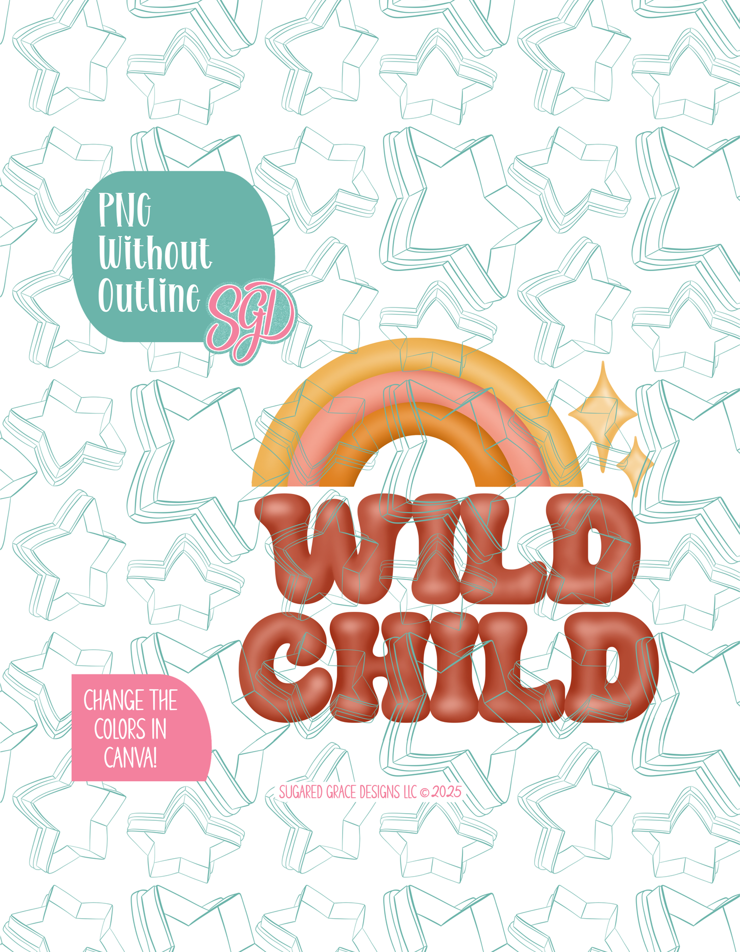 Wild Child Plaque Cookie Cutter with matching PNG