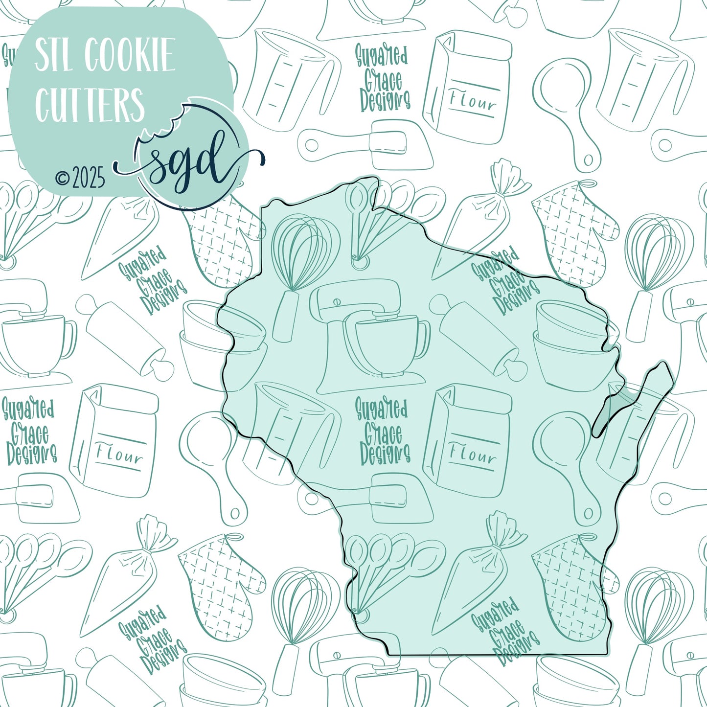 Wisconsin State Cookie Cutter STL Files with PNG Images to Match - For 3D Printing and Edible Ink Printers