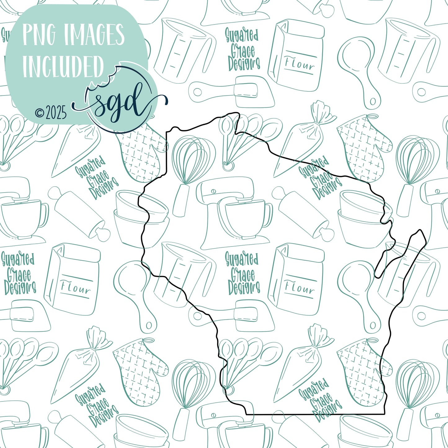 Wisconsin State Cookie Cutter STL Files with PNG Images to Match - For 3D Printing and Edible Ink Printers