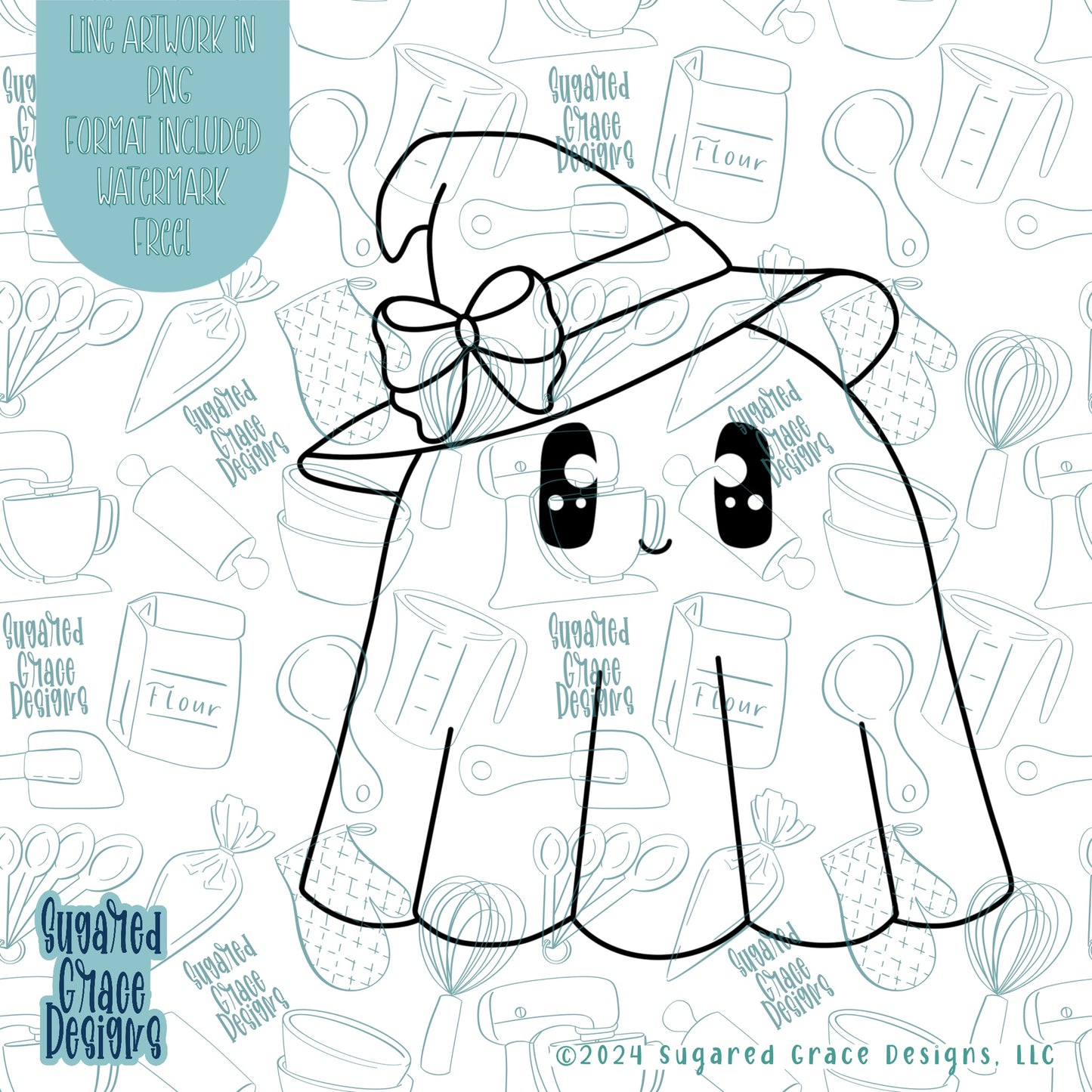 Witch Ghost Cookie Cutter STL Files for 3D printing with Matching printable PNG Images for Edible Ink Printers Including Eddie