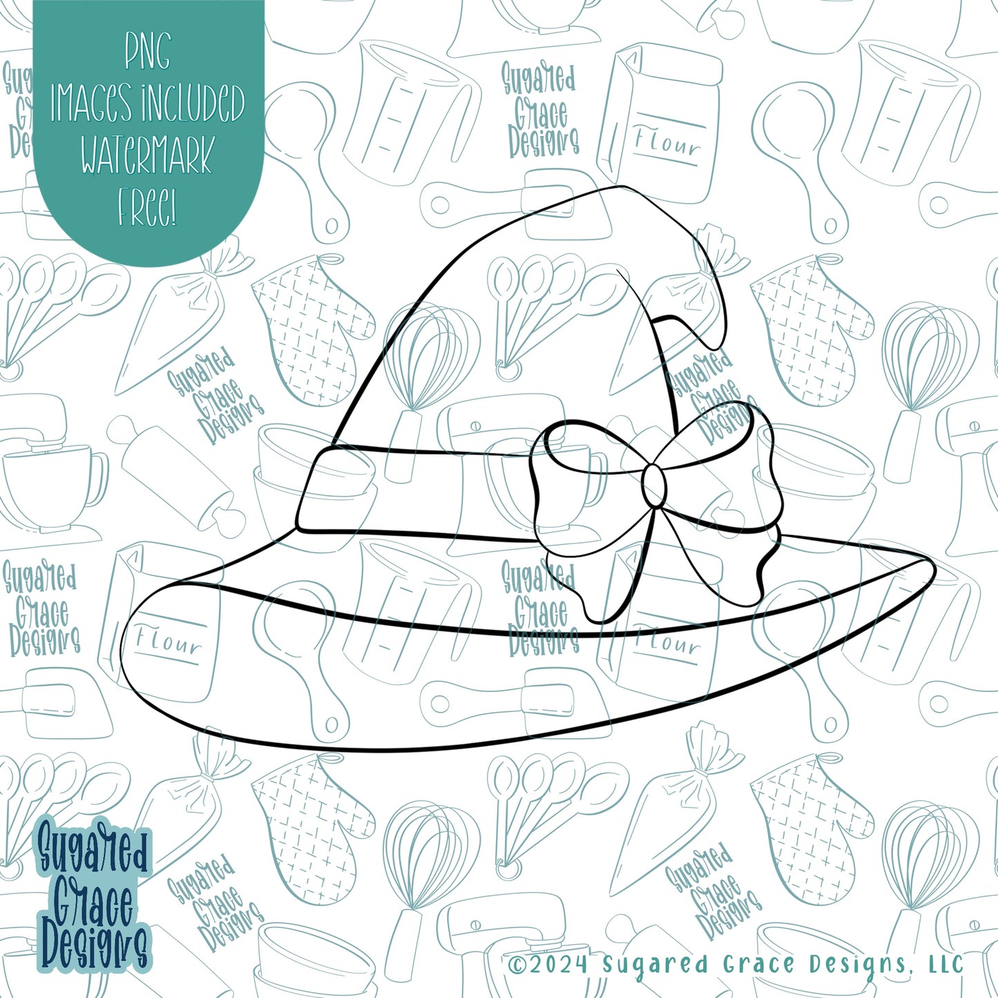 Witch Hat Cookie Cutter with Matching Printable PNG Images for Edible Ink Printers Including Eddie