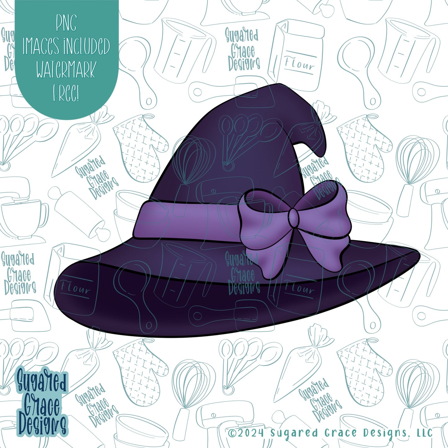 Witch Hat Cookie Cutter with Matching Printable PNG Images for Edible Ink Printers Including Eddie