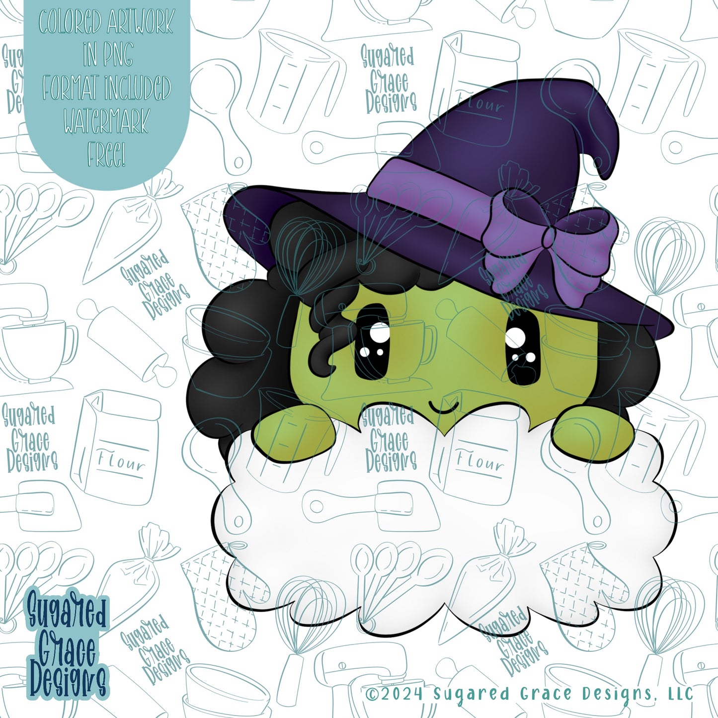 Witch Plaque Cookie Cutter STL Files for 3D Printing with Matching Printable PNG Images for Edible Ink Printers Including Eddie