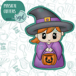 Trick or Treat Witch Cookie Cutter with PNG Images to Match - Hand Drawn Graphics for Edible Ink Printers