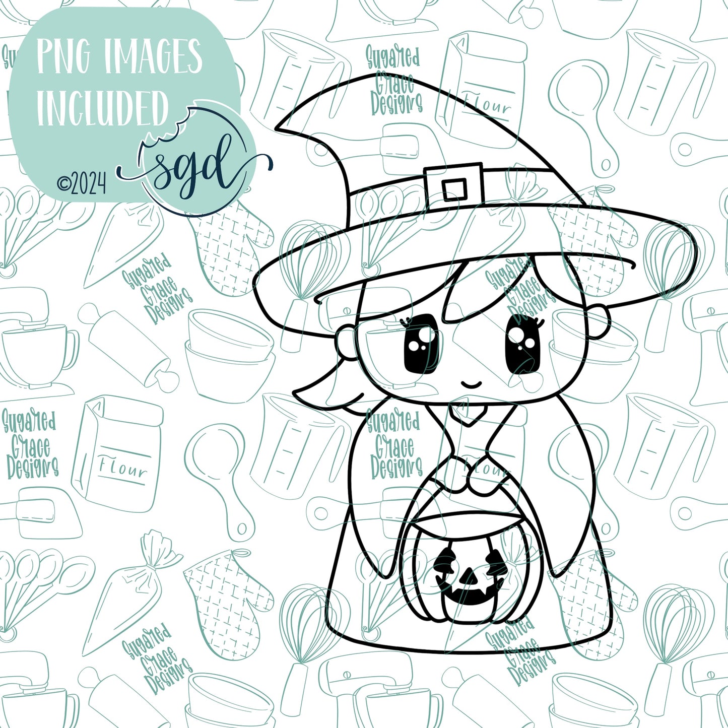 Trick or Treat Witch Cookie Cutter STL Files with PNG Images to Match - For 3D Printing and Edible Ink Printers