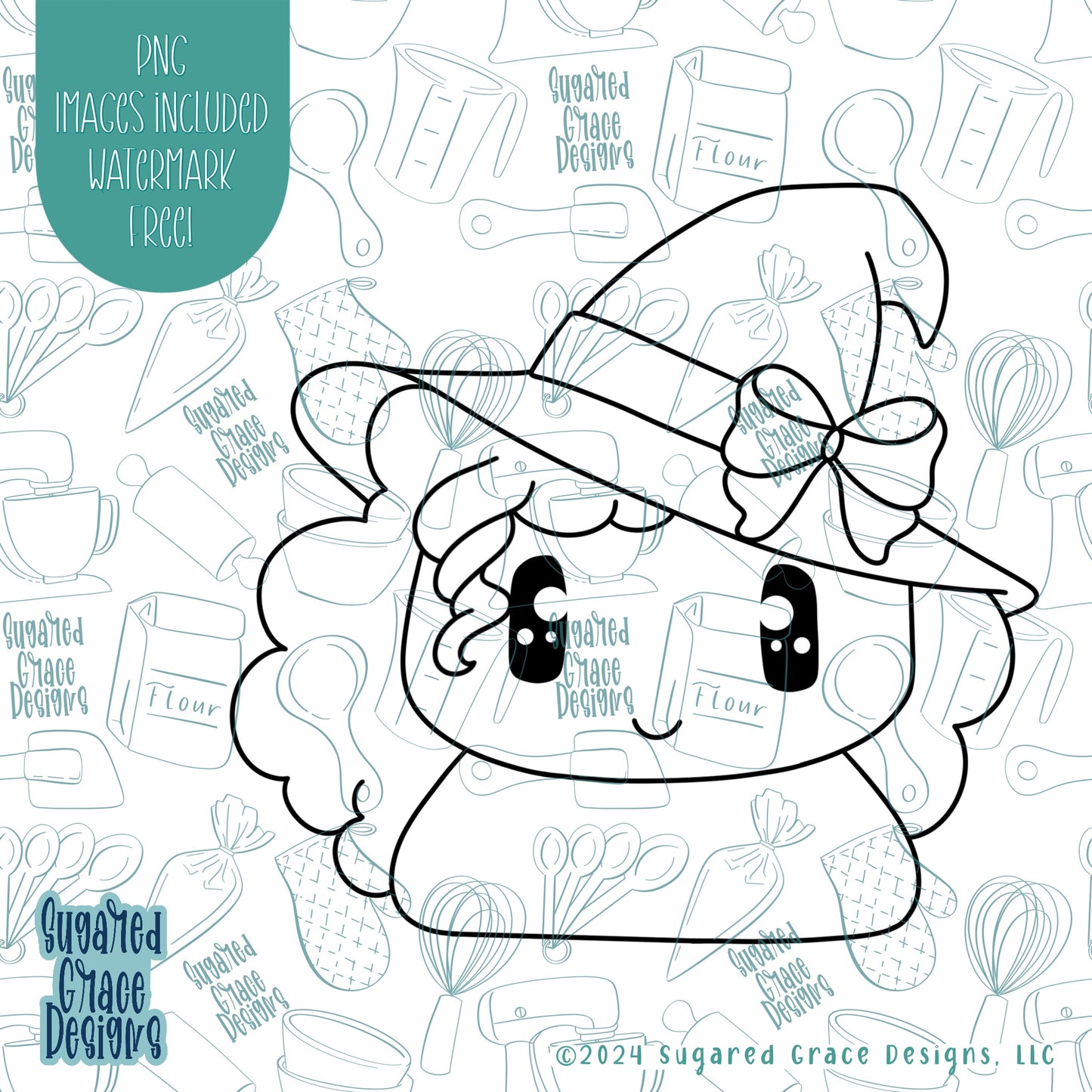 Witch Cookie Cutter with Matching Printable PNG Images for Edible Ink Printers Including Eddie