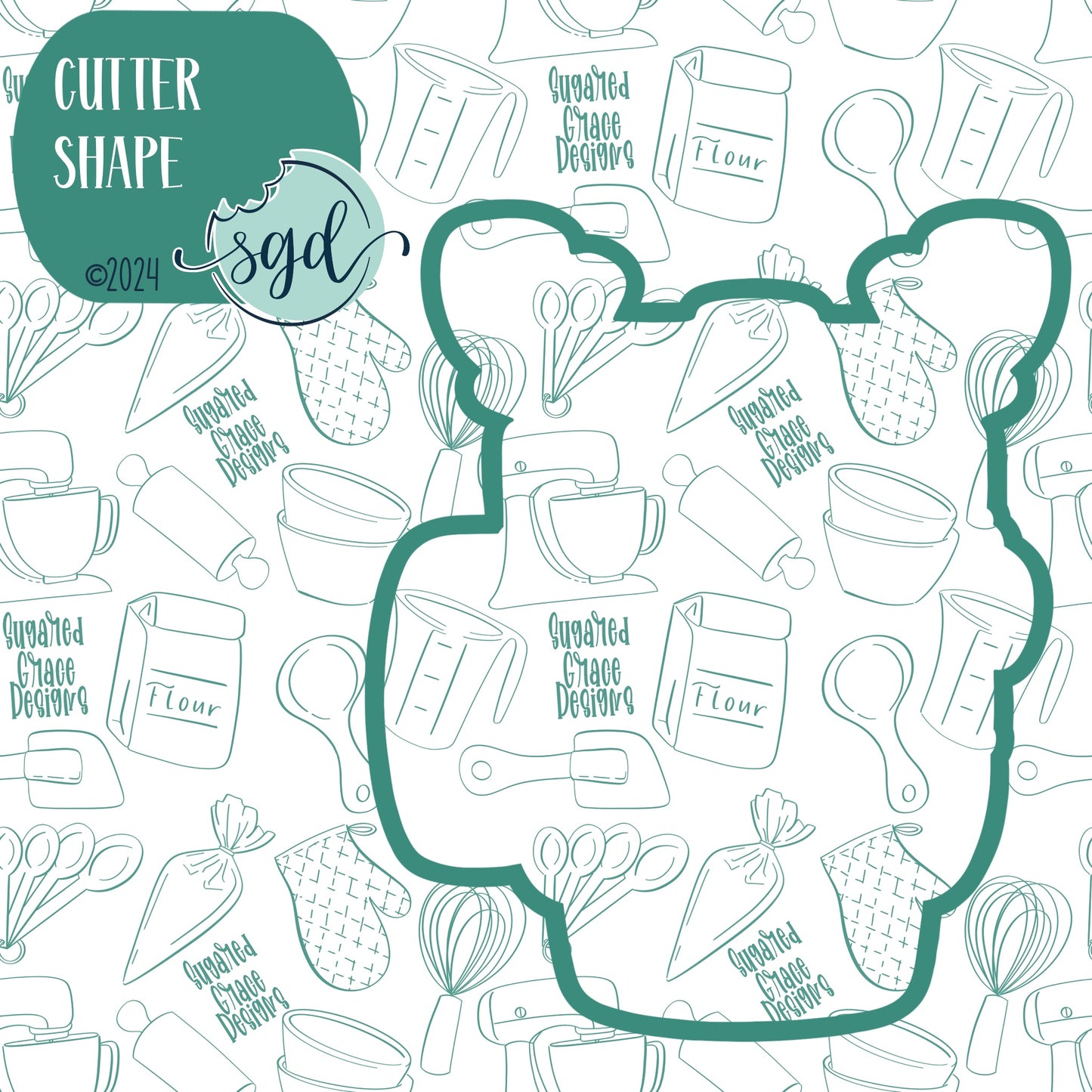 Christmas Travel Mug Cookie Cutter with PNG Images to Match - Hand Drawn Graphics for Edible Ink Printers