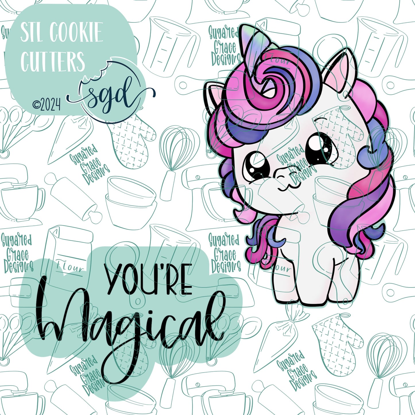 You're Magical Unicorn Cookie Cutter STL File Set of 2 with PNG Images to Match - For 3D Printing and Edible Ink Printers