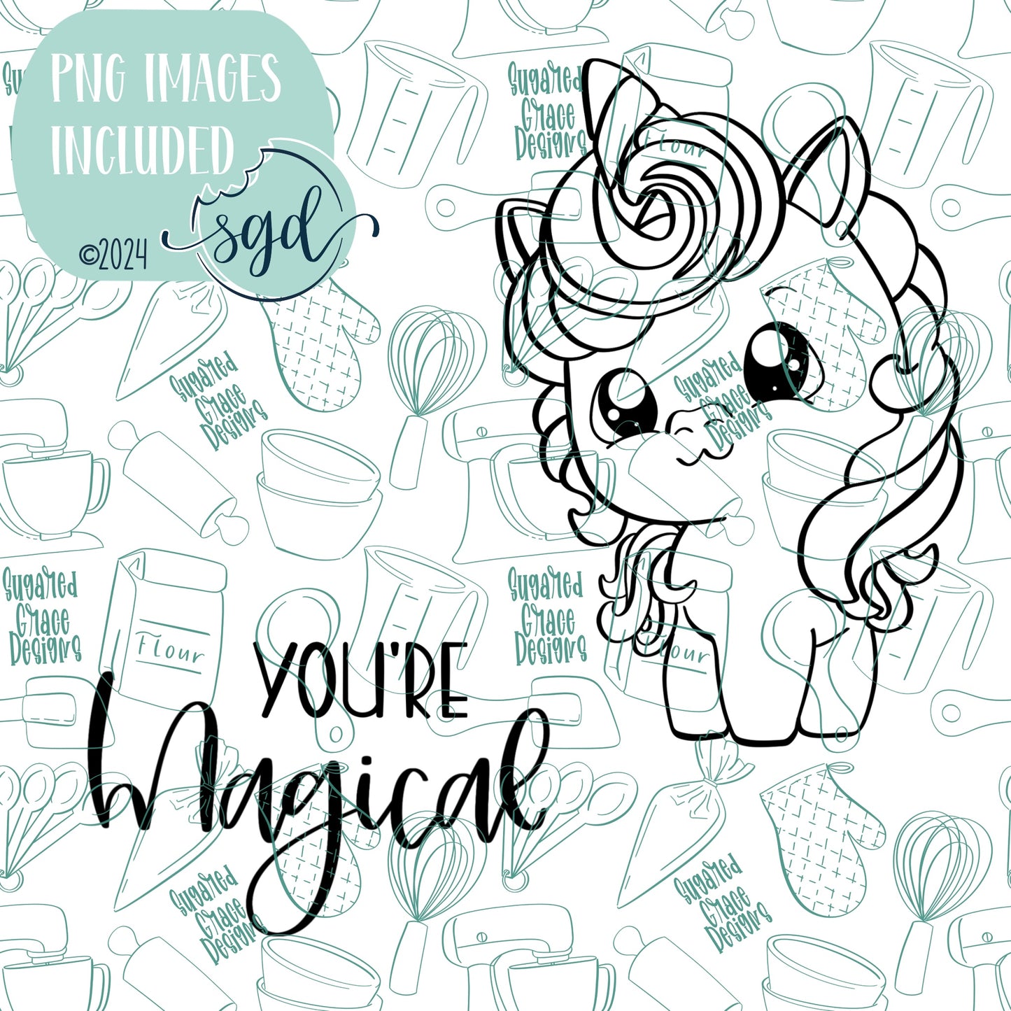 You're Magical Unicorn Cookie Cutter STL File Set of 2 with PNG Images to Match - For 3D Printing and Edible Ink Printers