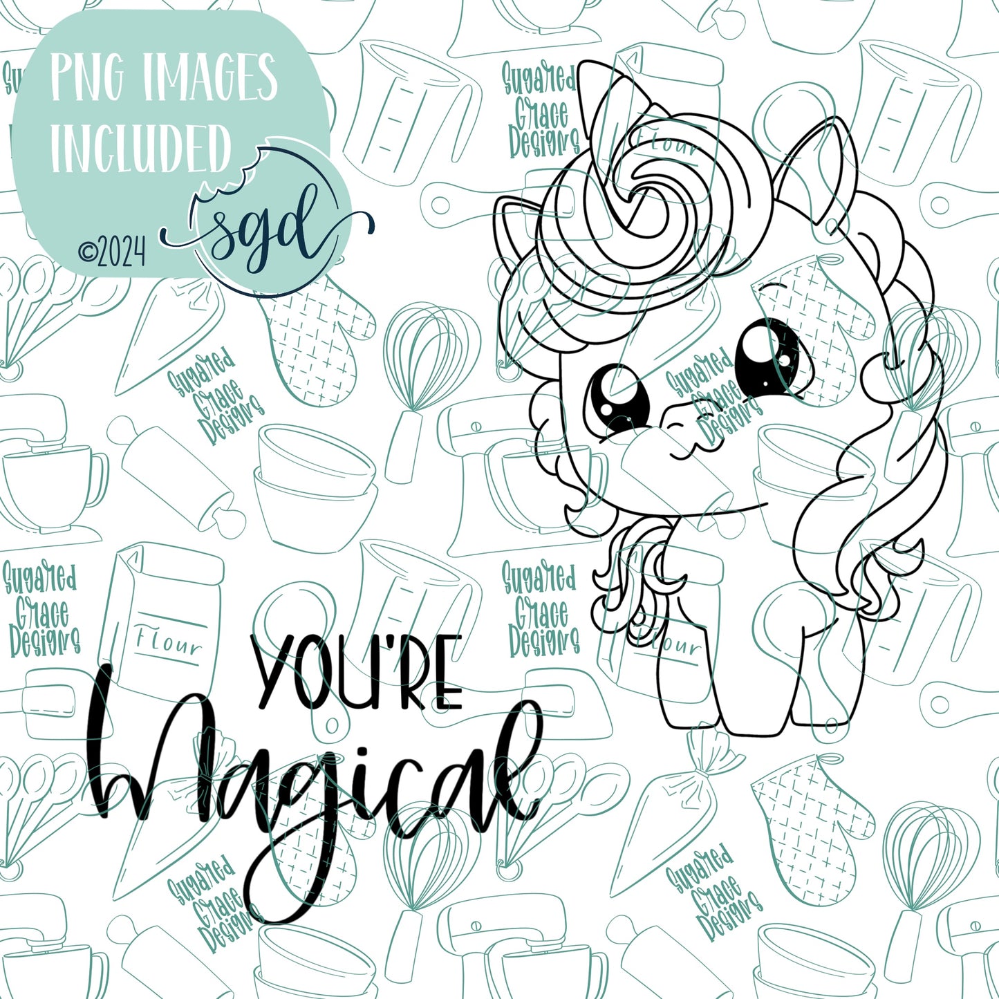 You're Magical Unicorn Cookie Cutter STL File Set of 2 with PNG Images to Match - For 3D Printing and Edible Ink Printers