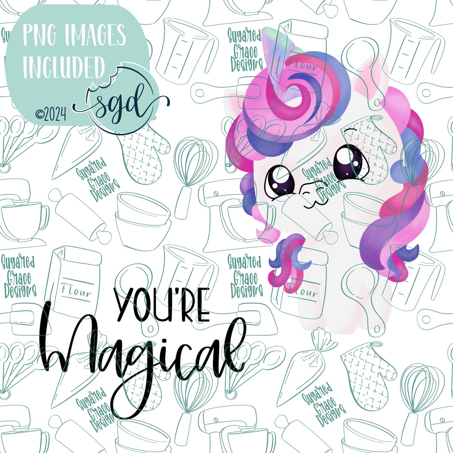 You're Magical Unicorn Cookie Cutter STL File Set of 2 with PNG Images to Match - For 3D Printing and Edible Ink Printers