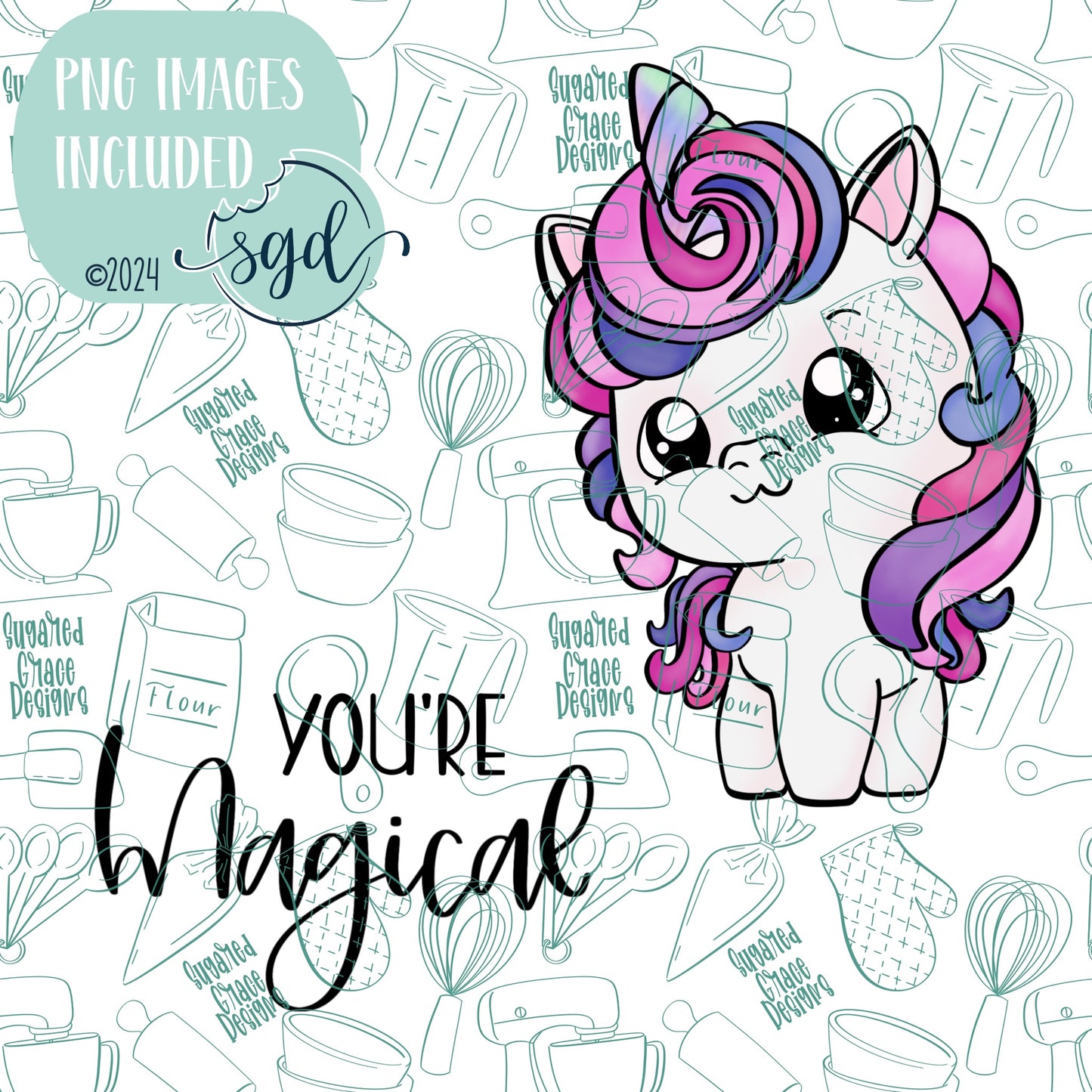 You're Magical Unicorn Cookie Cutter STL File Set of 2 with PNG Images to Match - For 3D Printing and Edible Ink Printers