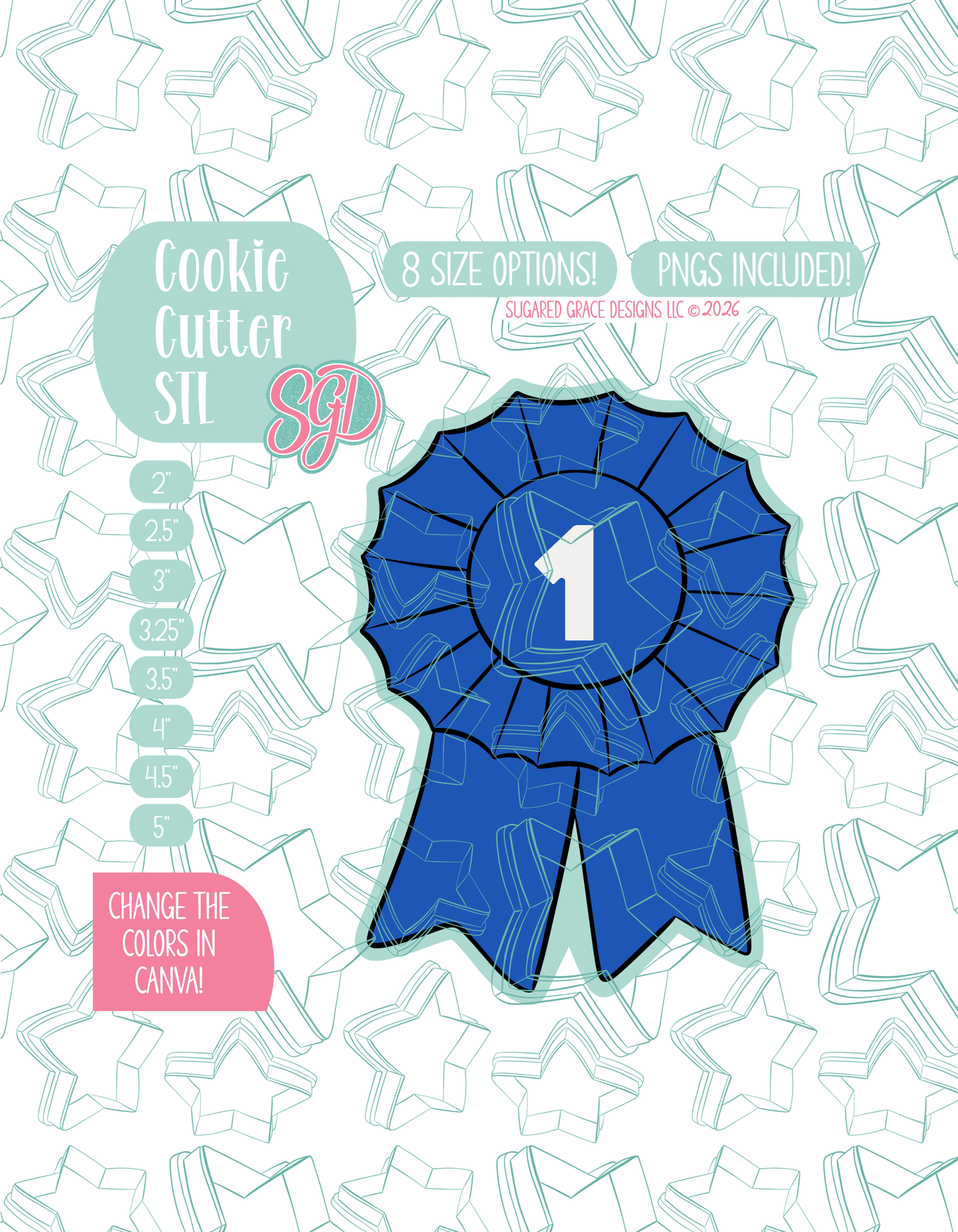 First Place Blue Ribbon Cookie Cutter STL and PNG set