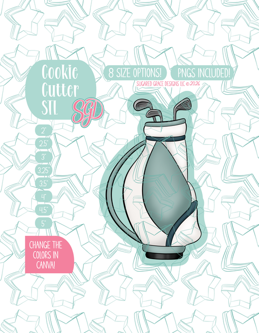 Golf Bag Cookie Cutter STL and PNG set