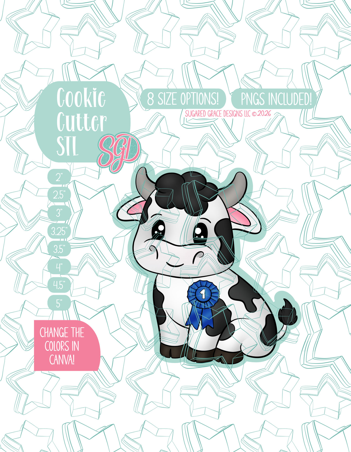 Prized Cow Cookie Cutter STL and PNG set